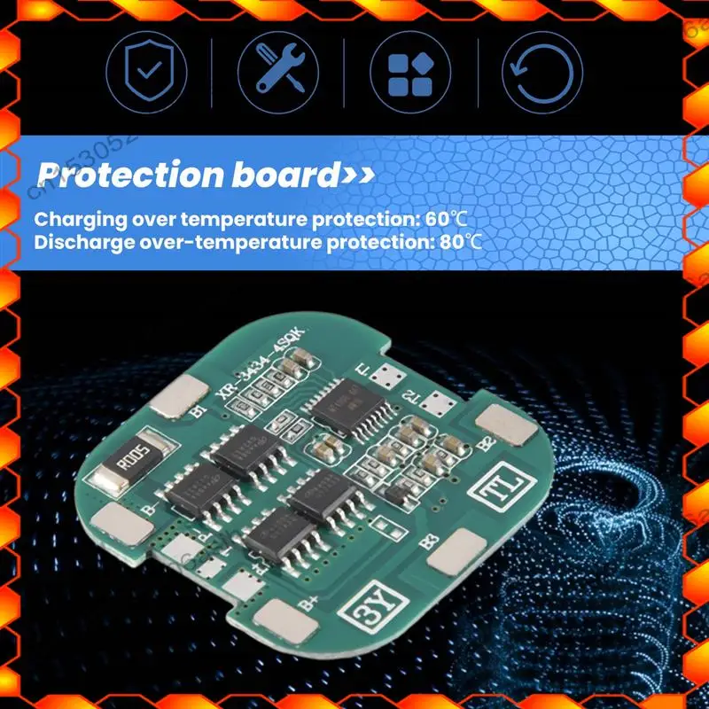 -AT52 5 Pcs 4S BMS 8A 14.8V 18650 Li- Lithium Battery Charge Board Square PCB Short Circuit Protection For Drill Motor