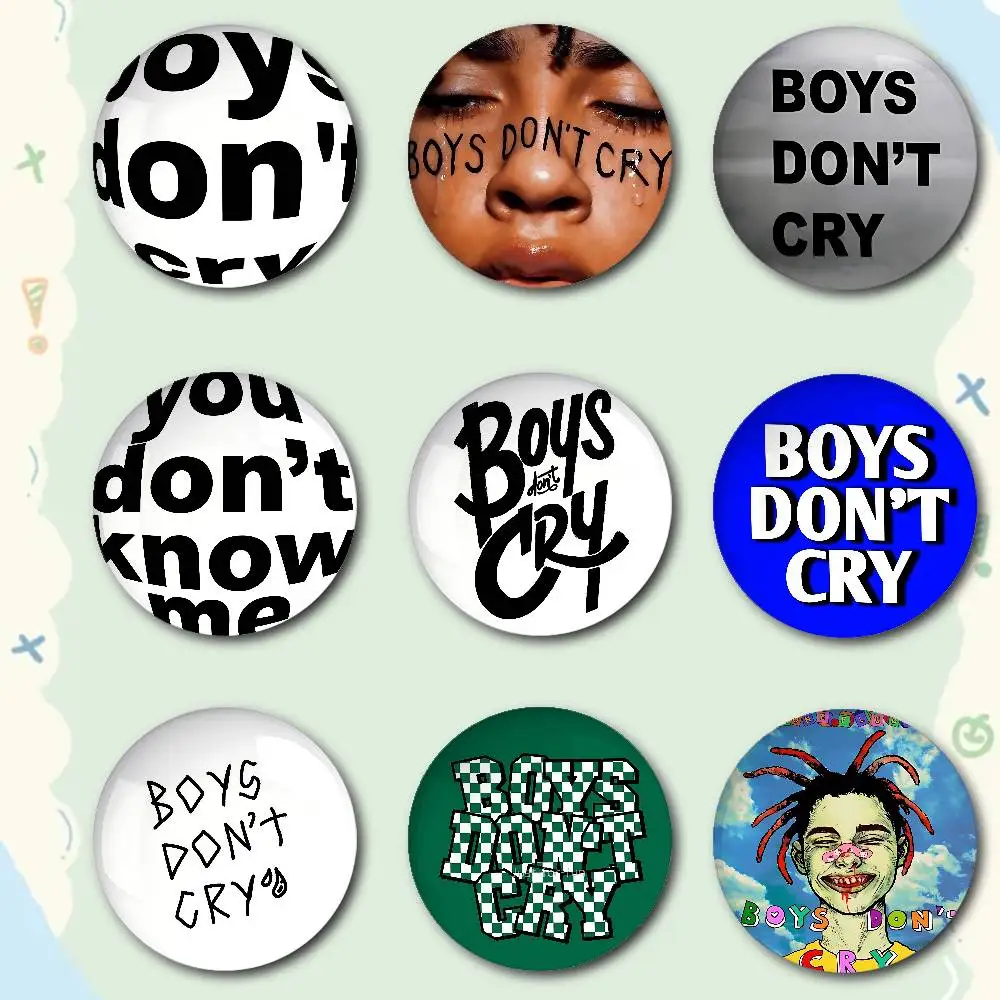 BOYS DON'T CRY Premium Tinplate Round Lapel Pins: Cute Badge Brooches For Shoulder Bag Accessories, Souvenir Gifts