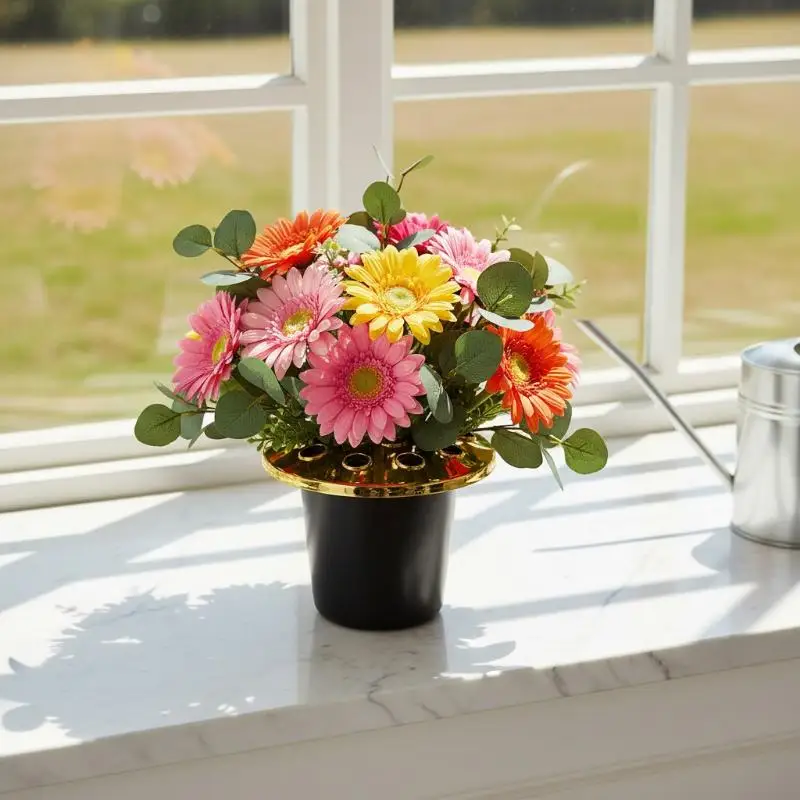 2Pcs Grave Memorial Vases UV Resistant Graveyard Flower Pots for Cemetery Tombstone Ornament Funeral Tribute Supplies
