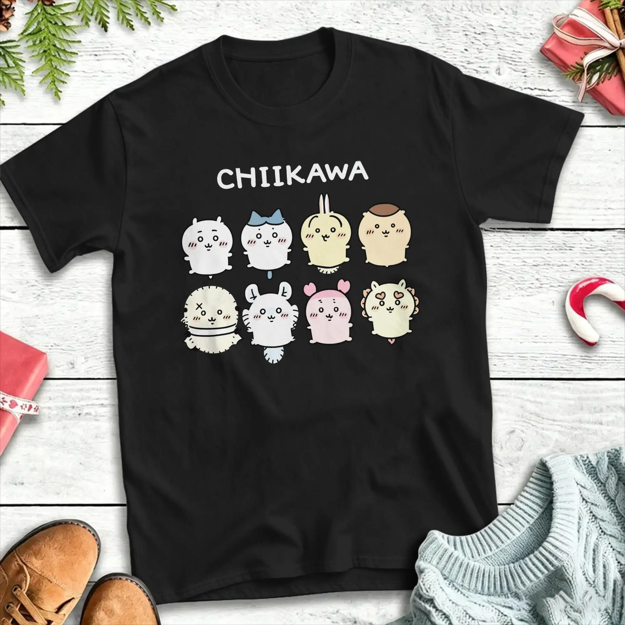 Oversized T Shirt Beach Chiikawa Usagi Hachiware  Trendy Cool T-Shirts  Cotton Tshirt for Men Y2K Fun Short Sleeve Tees