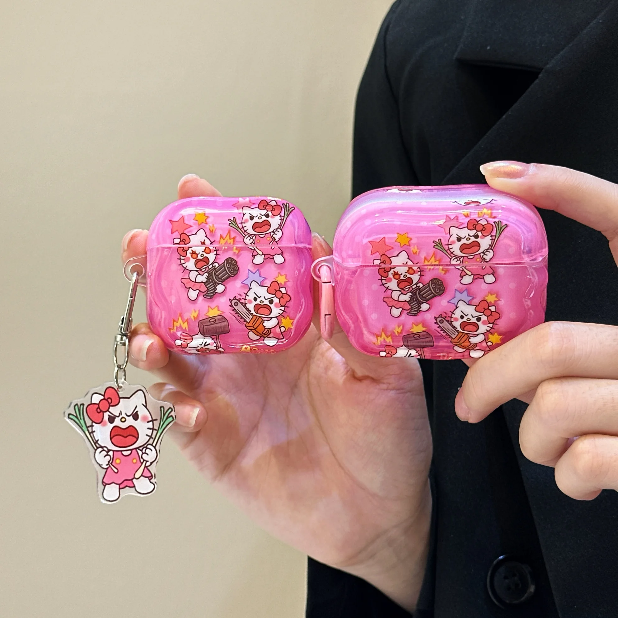 

Pink Preferred Gift Styles Animation Cute For Hello kitty Cartoon Anti-drop Headphone Case For Sanrio For Airpods 4,2,3,Pro,Pro2