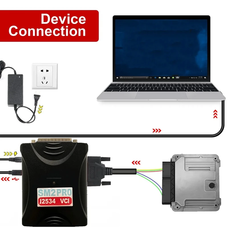 SM2 PRO J2534 VCI ECU Master OBD2 پڑھیں اور لکھیں 67IN1 SM2 Pro+ PCM EEPROM فلیش بینچ OBD ٹول فلیش 1.20/1.21 یو ایس پلگ