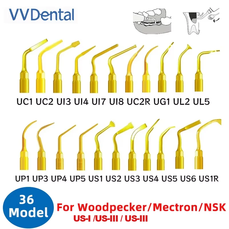 VVDental Piezosurgery Tips For Bone Cutting, Sinus Lifting, Implant, Exelcymosis Dental Bone Surgery Tips Fit Mectron/Woodpecker