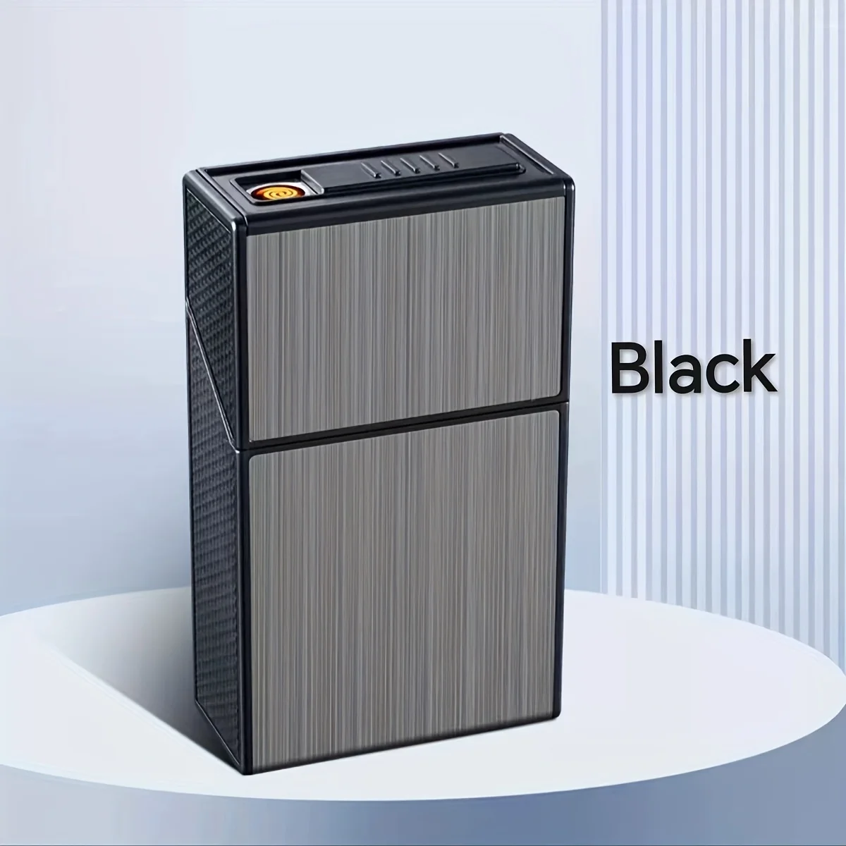 2-In-1 USB Charging Electronic Lighter And Cigarette Box, Metal Texture Design, Compact Double-Sided USB Power Supply, One Click Ignition - Modern Unisex Gift (Christmas, Halloween)