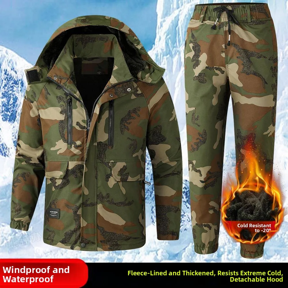 

Thiened Fce Winter Outdoor Men's Workwear Waterproof Outdoor Climbing Suit Warmth Protection Windproof Breathable Jaet