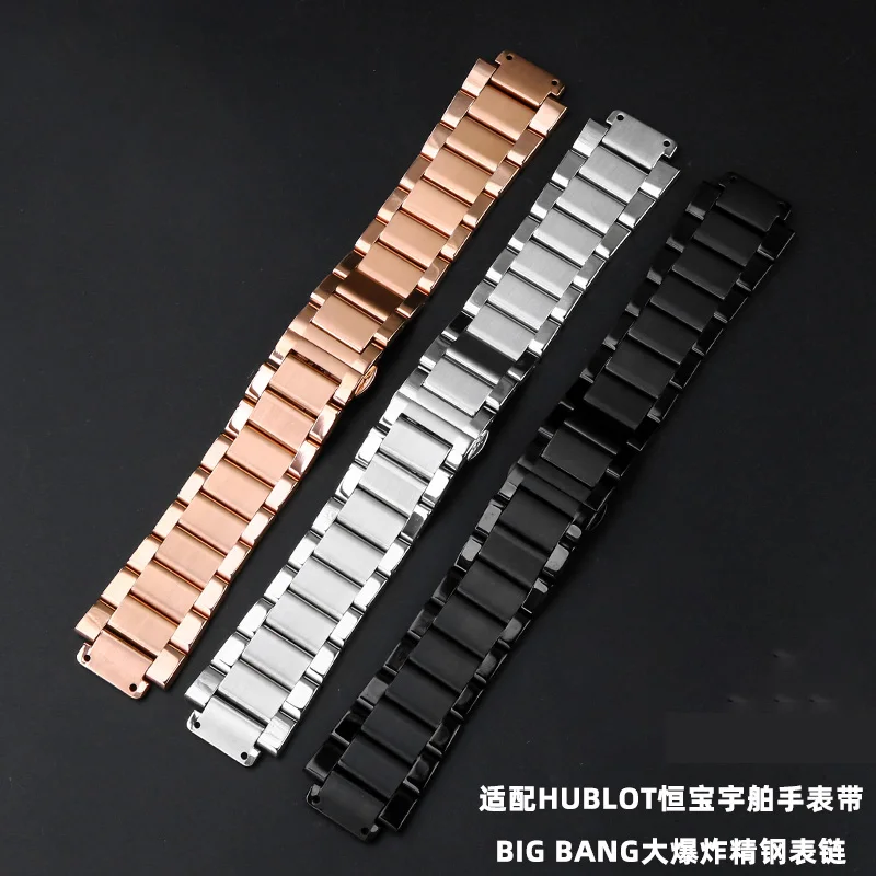 For Hublot Big Bang series classic fusion 21x13mm 23x17mm 27x19mm Convex joint silver black rose gold stainless steel watchband
