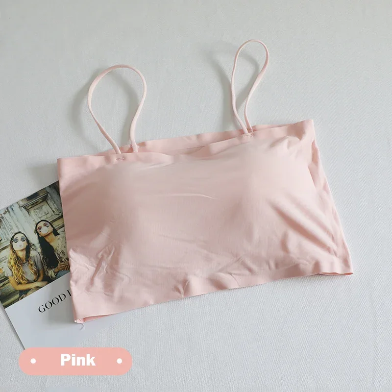 Fashion Summer Sexy Bras Women Push Up Lingerie Ice Silk Seamless Word Sling Female Tube Top Women Bralette Top Tanks