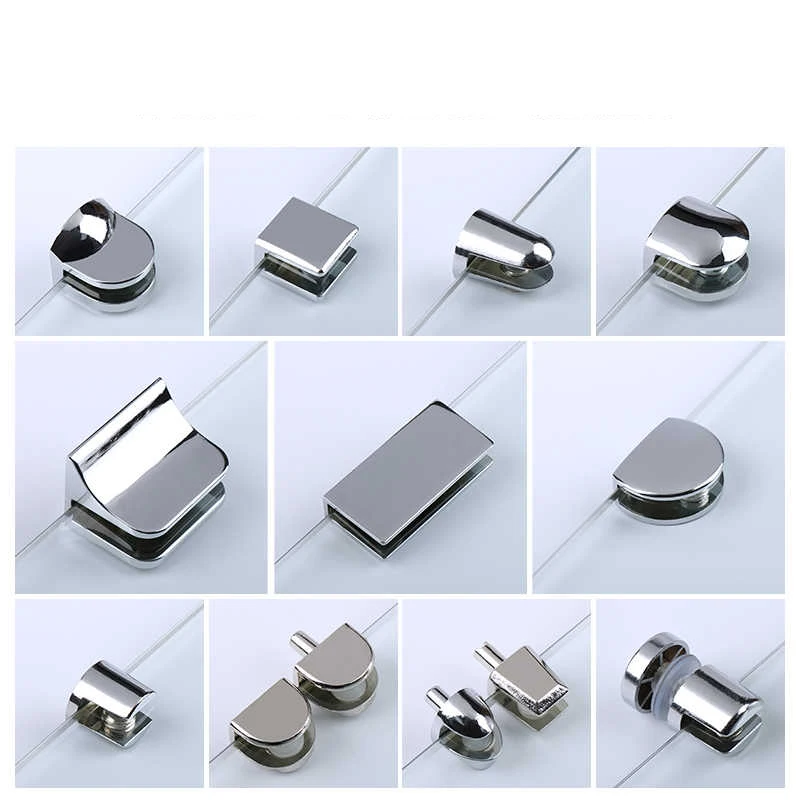 4/8/12Pcs Zinc Alloy Glass Mirror Clip Fixing Bracket Bathroom Wall‑Mount Mirror Glass Clamp Furniture Hardware