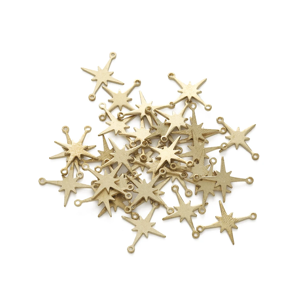 50Pcs Brass Star Charms Links Dangle Earring Connector With 2 Loops for DIY Earrings Bracelet Necklace Jewelry Making Supplies