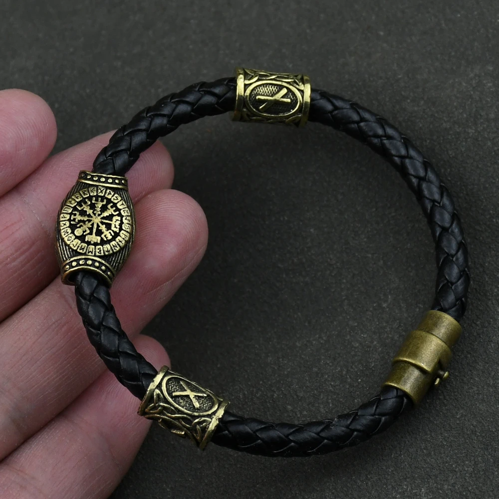 Nordisches Runen-Armband Vikingo 3 Stück/11 Stück/13 Stück/15 Stück Runen-Perlen Vegvisir Kompass Amulett Wikinger-Armband Slawisches Zubehör