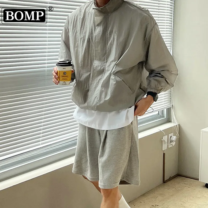 

[BOMP] New Sunscreen Top Coat Men's Korean Version Loose High End Breathable Jacket Thin Stand Up Collar