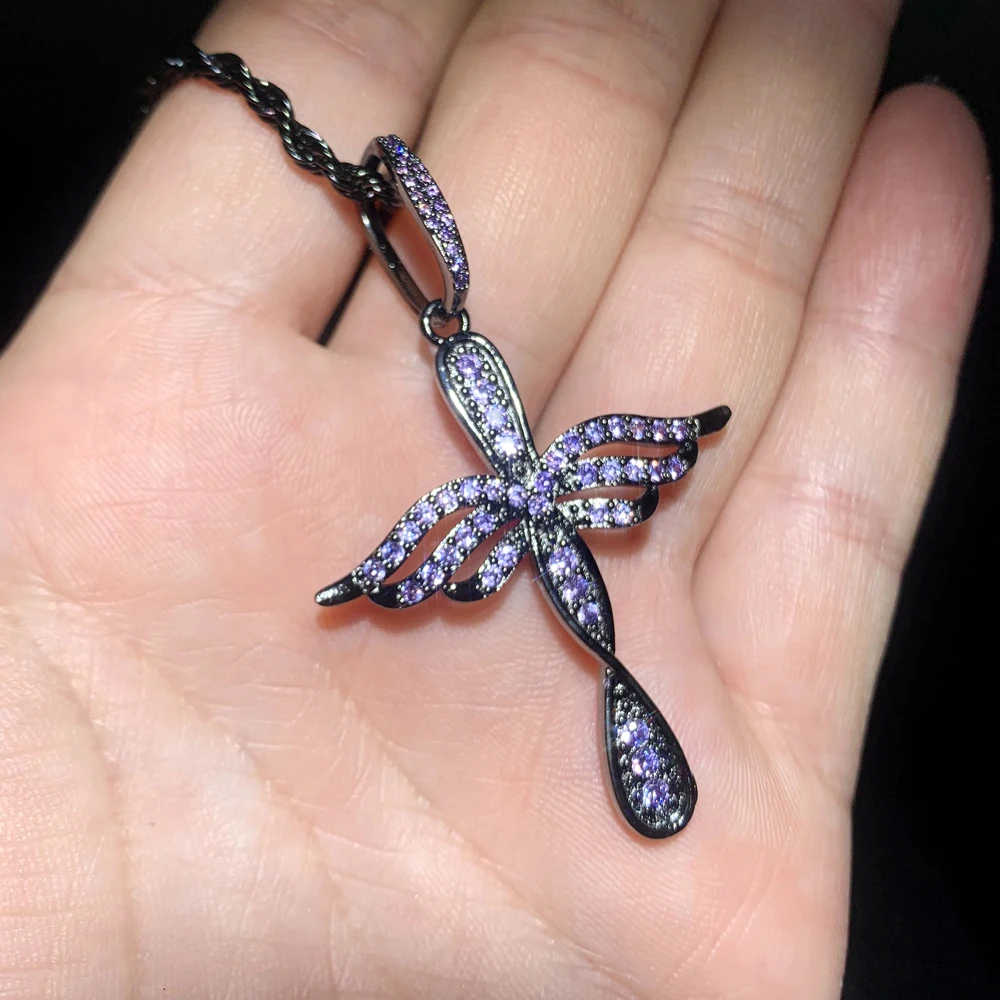 2026 New Arrival Wings Cross Pendant for Men Women Iced Out Bling Cubic Zirconia Charms Hip Hop Jewelry Gift