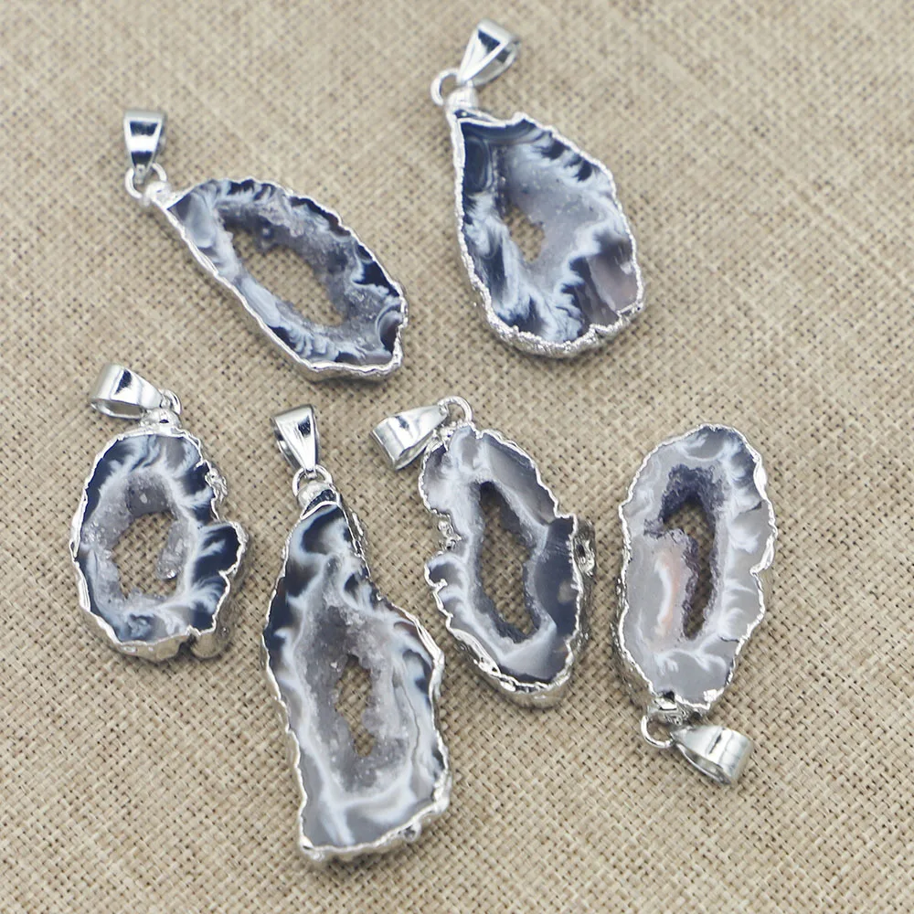 

Wholesale 6pcs/lot Natural Irregular Agate Pendant Charms for Jewelry Bulk Making Bracelet Necklaces Accessories