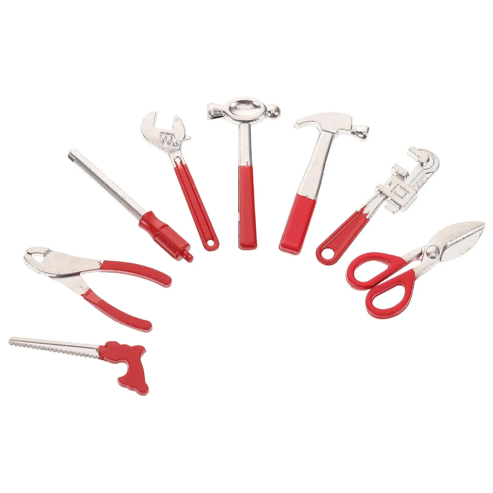 8 Pcs Mini Hammer Wrench Miniature Stuff Accessories Dollhouse Miniatures Kit Alloy Decoration Toys for
