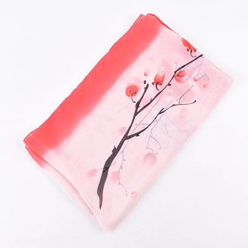 New Elegant and Elegant Plum Blossom Printed Thin Breathable Chiffon Women\'s Scarf Tourism Sunscreen Scarf