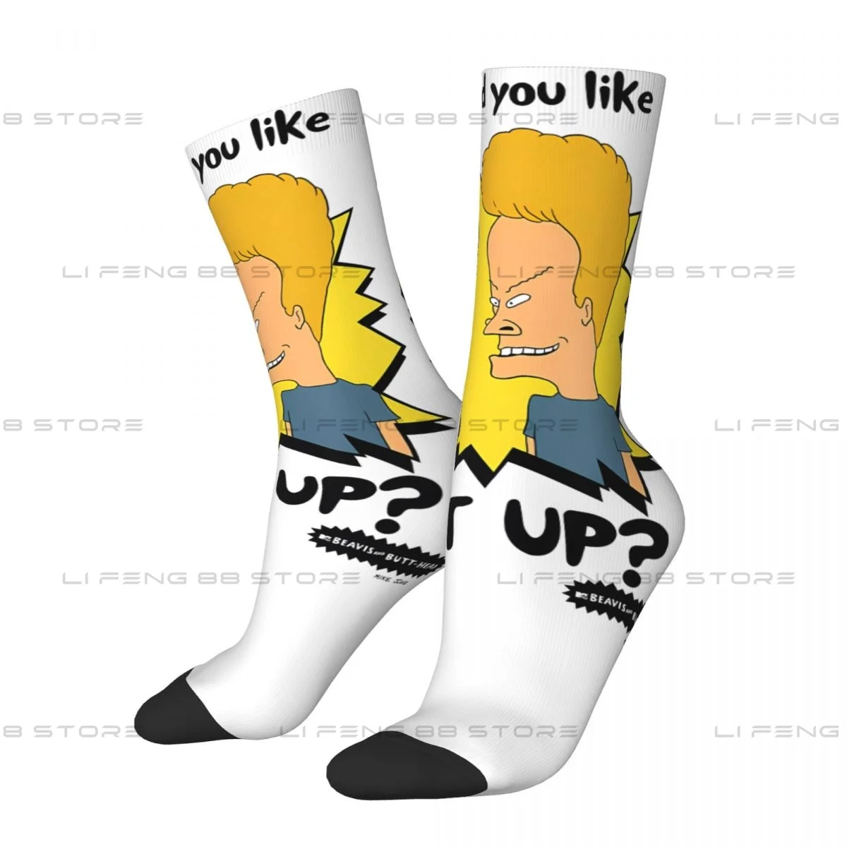 Funny Bickering Shut Up Graphic Beavis and Butthead Unisex Winter Socks Cycling Happy Socks Street Style Crazy Sock