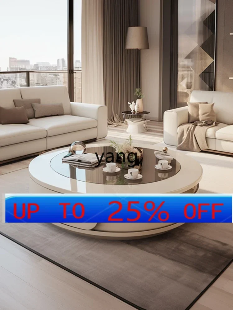 

LMMround Tea Table Household Small Apartment Living Room Modern Minimalist Advanced Creative Cream Style round Tea Table