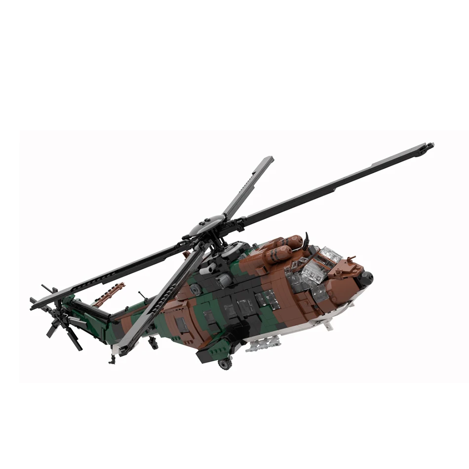 MOC-166890 Military Arms France Eurocopter AS532 Cougar Helicóptero Building Block Aircraft Assembly Model DIY Kid's Bricks Toys