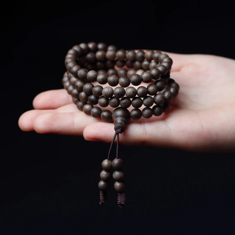 

Natural Brunei Agarwood Bracelet 5mm Fine Oil Fragrance Natural Prayer Beads Multi-loop Sweater Chain