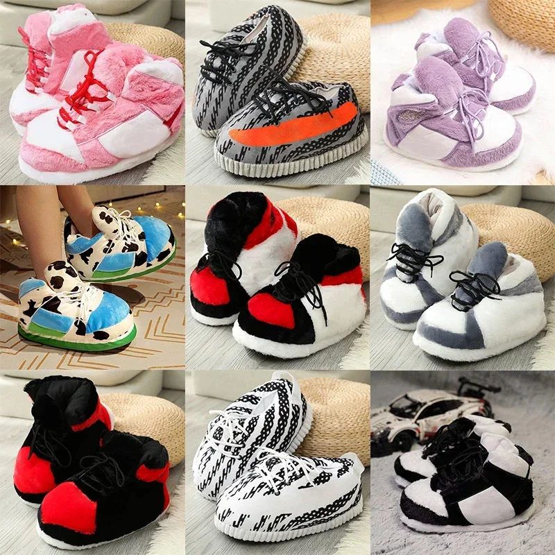 SALE Random pair Cute Cartoon 36-43 Warm Women's/Men Winter Cotton Cute Shoes Woman Male Foam Sneakers Bread Fat Slippers Size