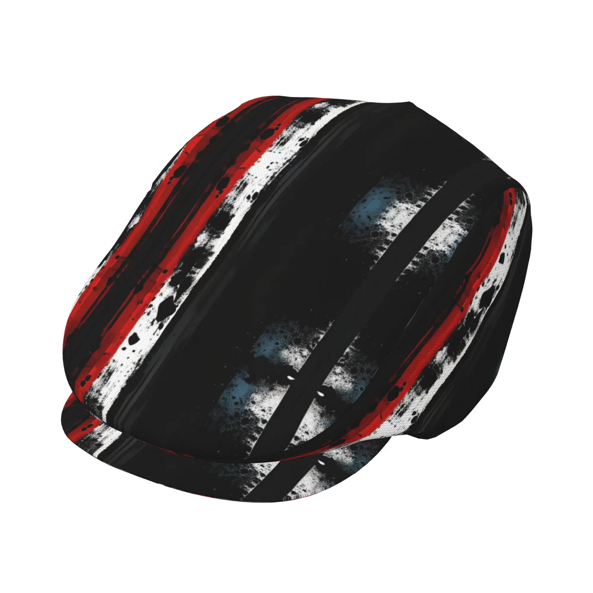 1pc of Flat-Top Hats in Red, Black, And White Splatter Design for Both Men And Women, Including Newsboy Caps, Berets, Irish Hats