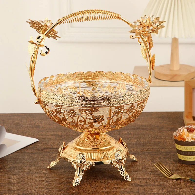 Palace style retro light luxury fruit plate exquisite relief home living room ornament star hotel pastry fruit plate decoration