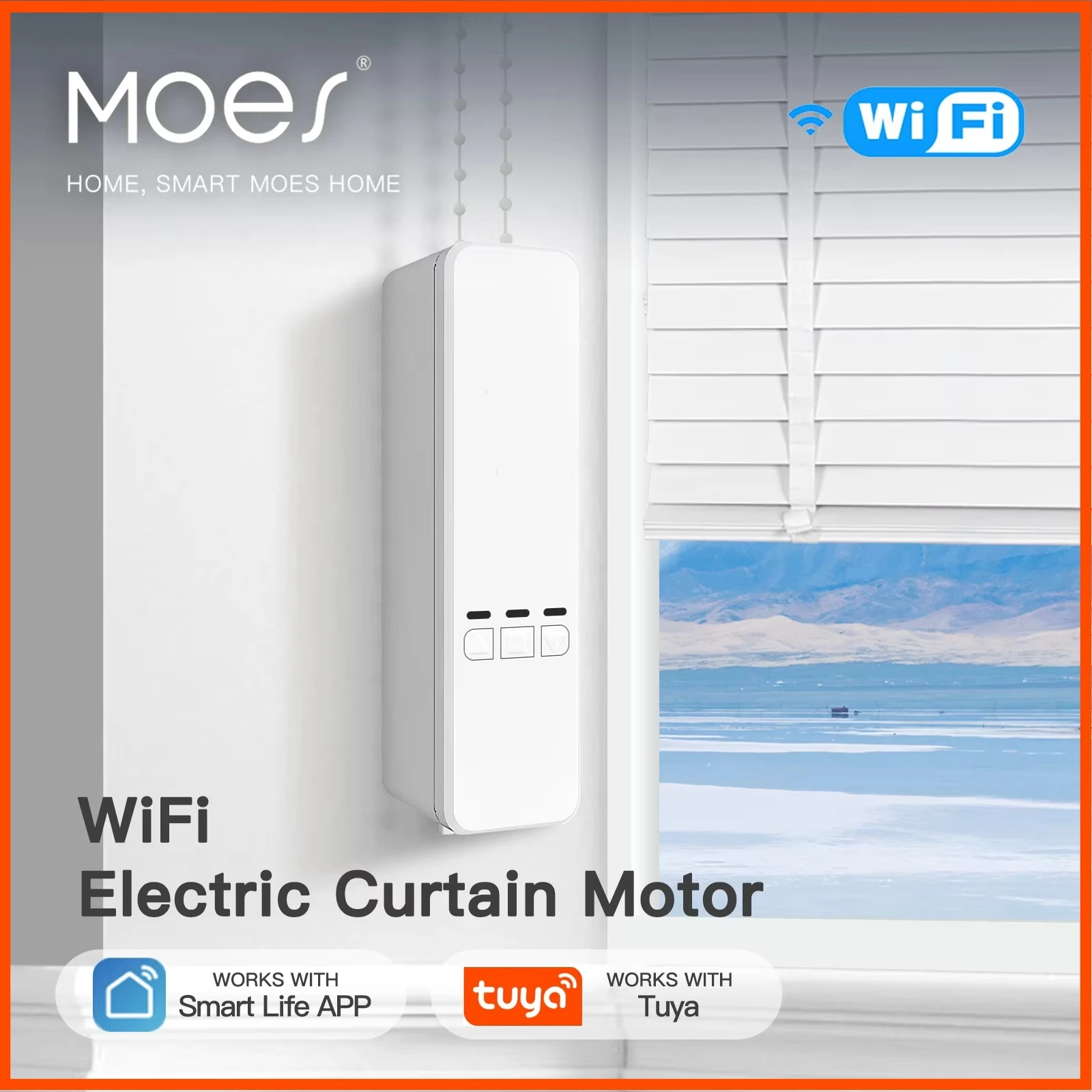 

MOES WiFi Motorized Chain Roller Blinds Shade Shutter Drive Electric Curtain Motor RF Remote Tuya Smart App Control Alexa/Google