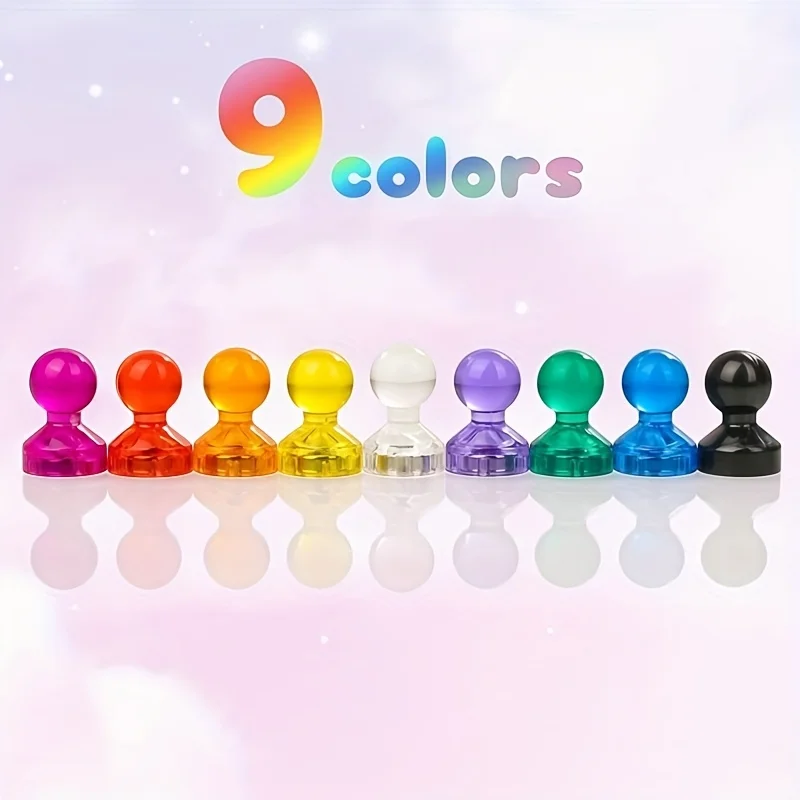 50Pcs Random Color Round Magnetic Push Pins with Base, Plastic Refrigerator Magnets for Whiteboard, Bulletin Board, Maps, Photos