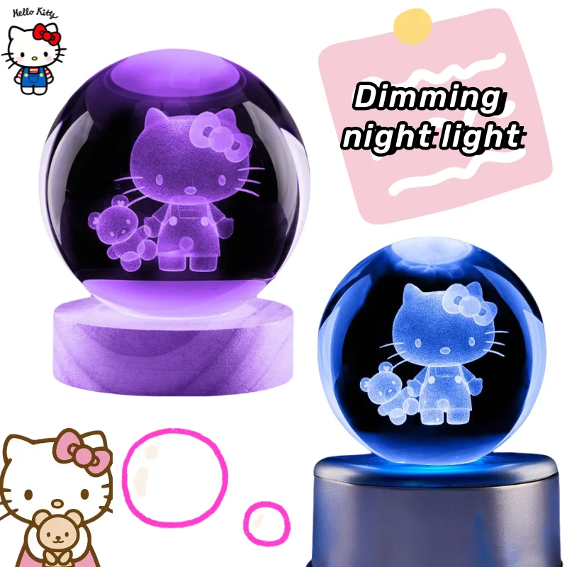 Hello Kitty อะนิเมะอุปกรณ์ต่อพ่วงสร้างสรรค์การ์ตูนแกะสลักมูลค่าเดสก์ท็อปเครื่องประดับ Dimming ห้องนอน Night Light แฟนของขวัญ
