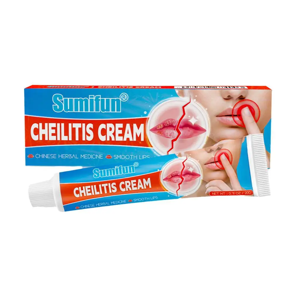 Crema de Cheilitis para labios, apósito de rehidratación para exfoliación seca agrietada y sangrado de labios, arrugas, 20g, U6F7