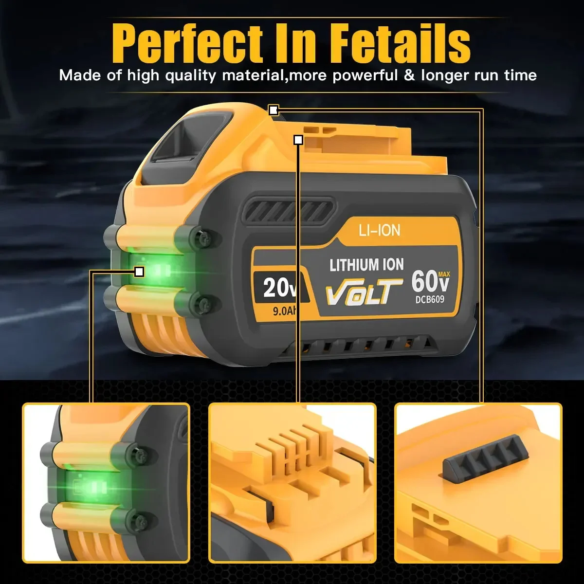 For Dewalt 20V/60V 9000mAh Rechargeable Battery DCB200 60V MAX Flexvolt Hammer DCB609 DCB205 DCB206 DCB209 Power Tool Battery