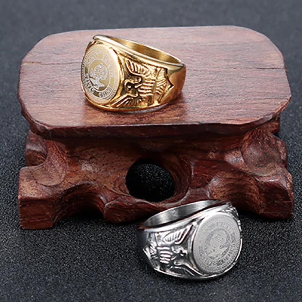 

8/9/10/11/12/13 Stainless Steel Plated Silver Men Ring Eagle Pattern Waterproof Anti Oxidation Finger Jewelry Male Gift