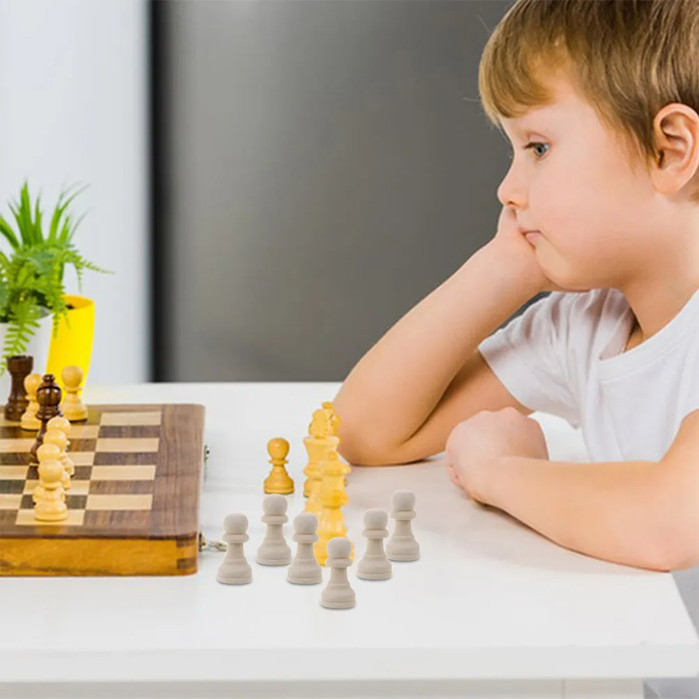 

Набор из 32 шахматных фигур из необработанного дерева, гладкая поверхность, легкие, для самостоятельной покраски и кастомизации шахматной доски