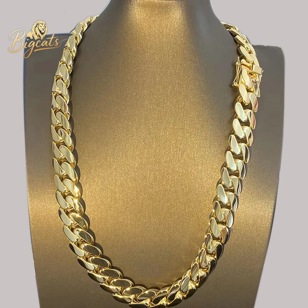 

22mm18k Cuban Chains Necklace Hip Hop Heavy Link Chain Men's Fashion Jewelry