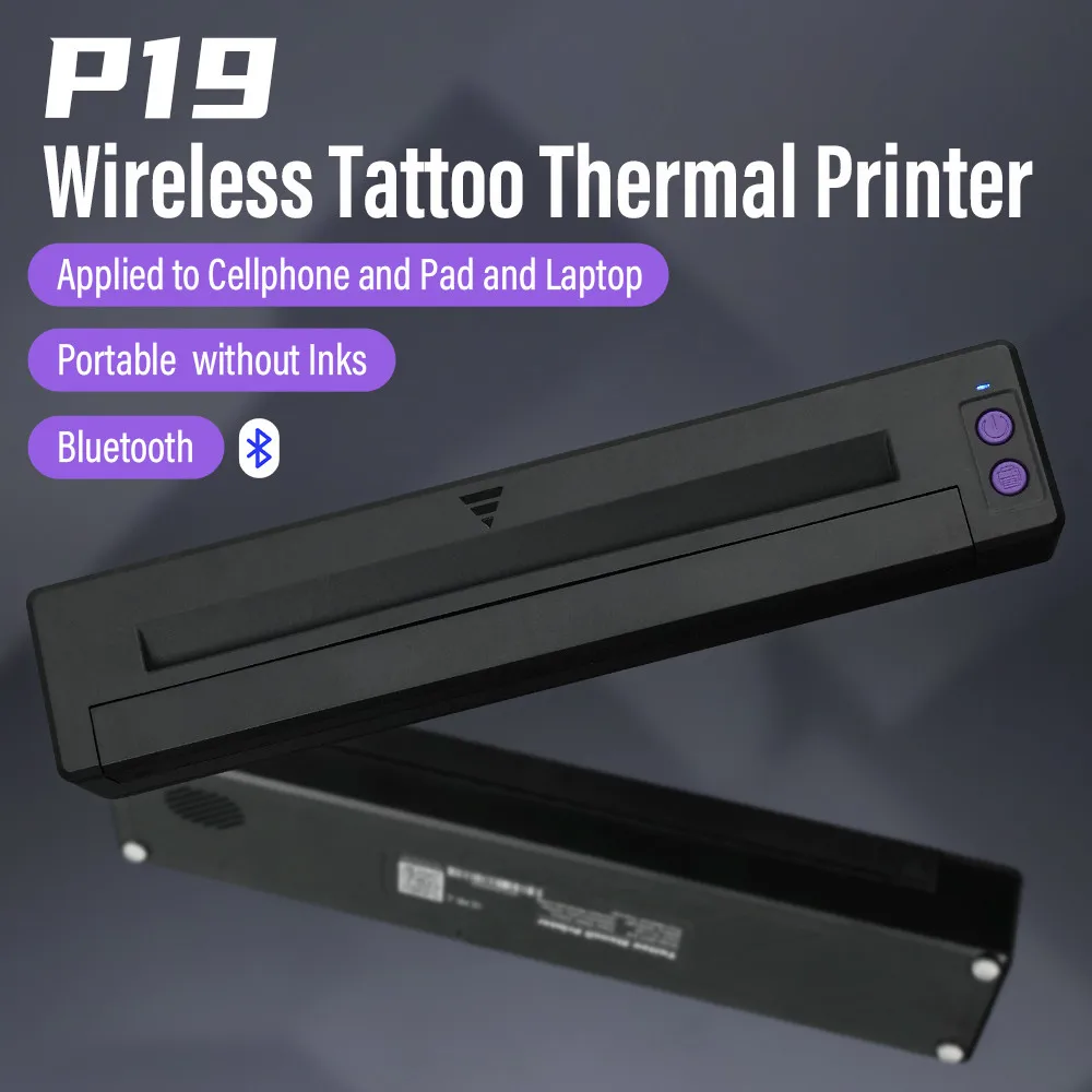 P19 Wireless Tattoo Stencil Printer Thermal Tattoo Printer Copier Machine Compatible with Phone & PC for Tattoo Design Transfer