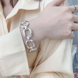 New Arrival Trendy Big Cross Chain Thai Silver Ladies Bracelets Jewelry For Women Hand Accessories Gifts Never Fade