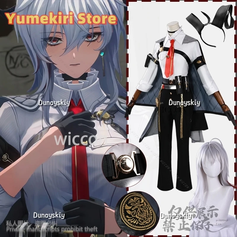 

Anime Game Wuthering Waves 코스프레 Zani Costume OL Uniform Sexy Cape Tie Suit Pants Headwear Horn Earring Jirai Kei Customized