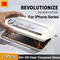 KODAK 2Pcs Dust Free HD Tempered Glass Screen Protector 9H+ For iPhone 16 15 14 13 12 11 Pro Max Plus Xs Xr 16e Anti Fingerprint