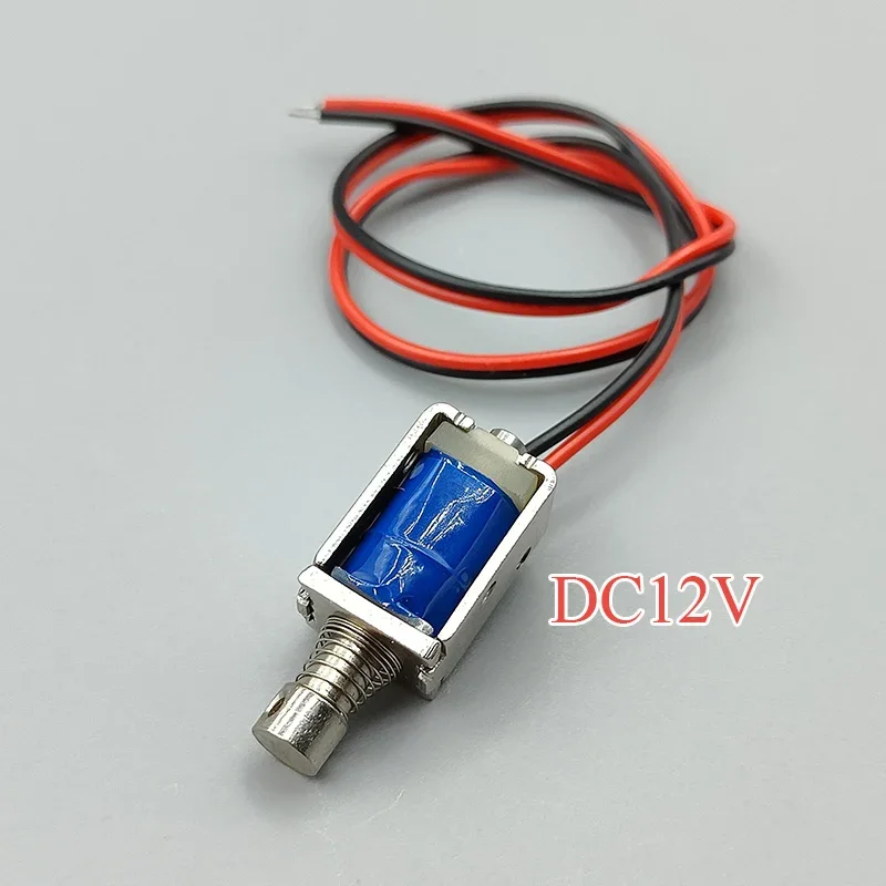 DC 3V 5V 6V 9V 12V 8Mm * 10Mm Mini Push-Pull Melalui Tipe Mikro DC Elektromagnet Bingkai Terbuka Pegas Solenoid Magnet Stroke 4Mm