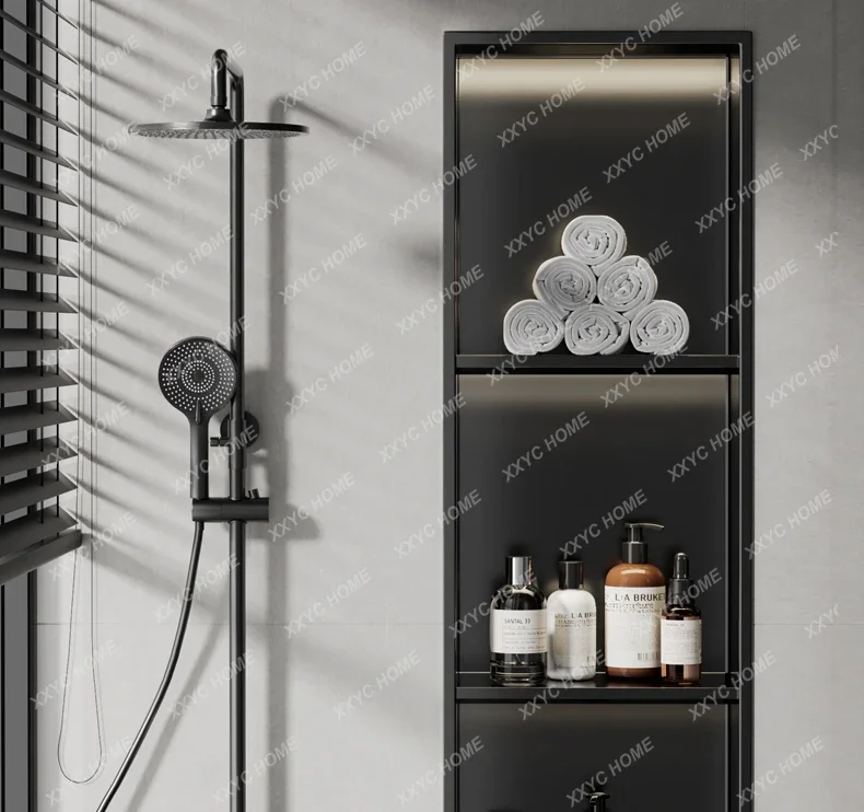 Stainless Steel Niche Bathroom Embedded Bathroom Metal Partition Rack