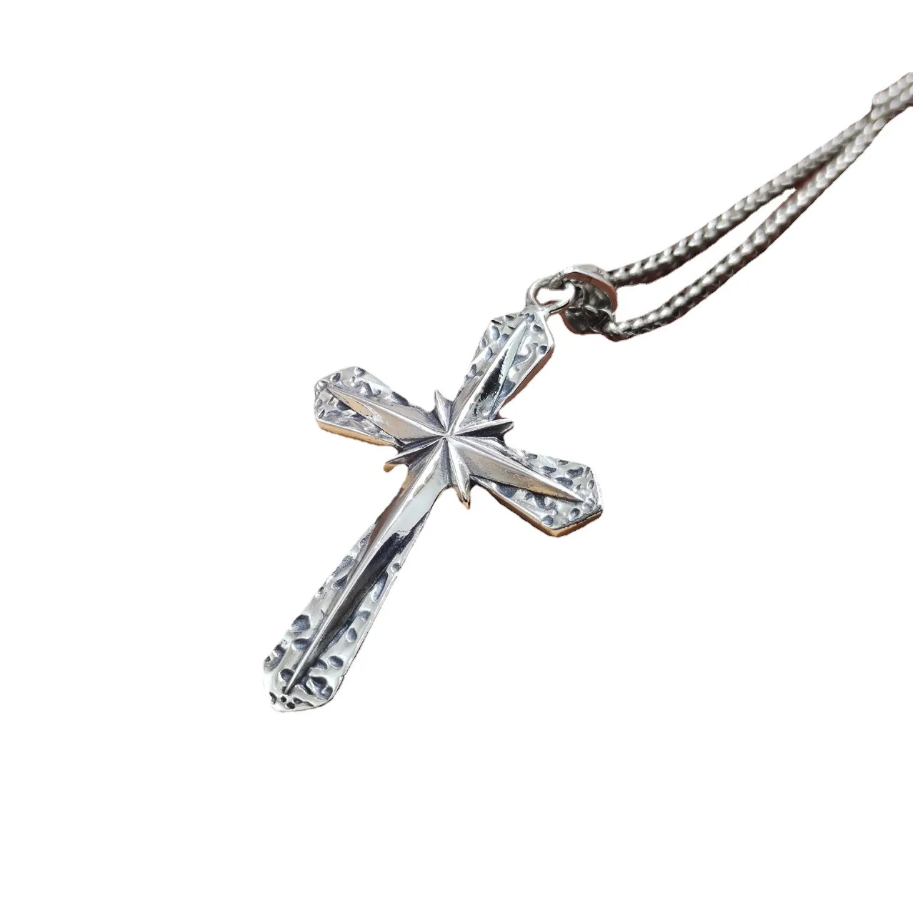 Fashion american mentrendy street stylish punk retrohip hop s925 sterling silver cross pendant