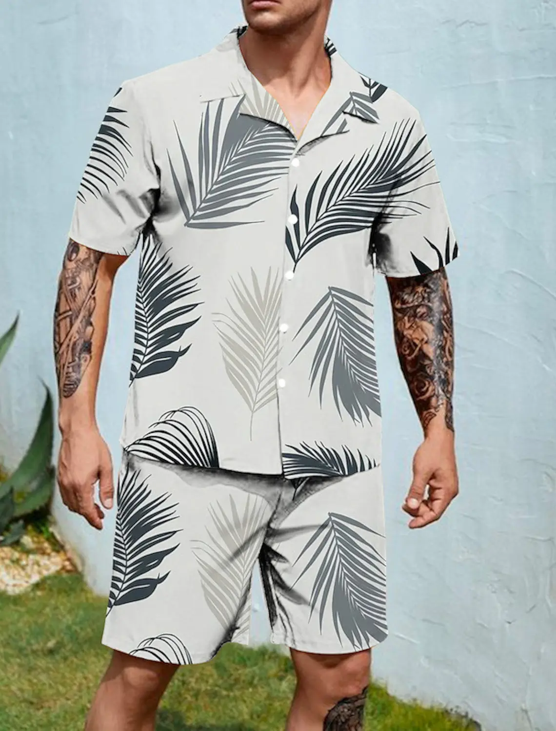 Camisa Hawaiana Hojas Hombre Verano