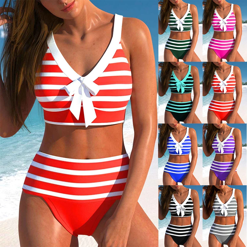 

2023 Summer Two Piece Swimwear Beach Bikini Sexy Swimwear Set Summer Women's New Print Two Piece Bikini Beach Swimwear