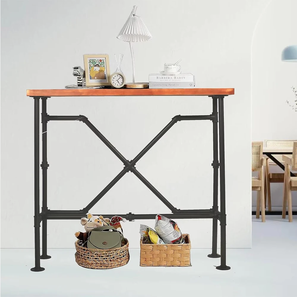 Modern Industrial Console Table Black Metal Pipe Table For Entryway Or Living Room Narrow Long Sofa Furniture For Home Use