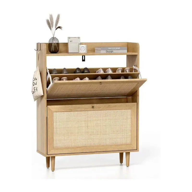 

Rattan door shoe cabinet living room against the wall tipping bucket shoe