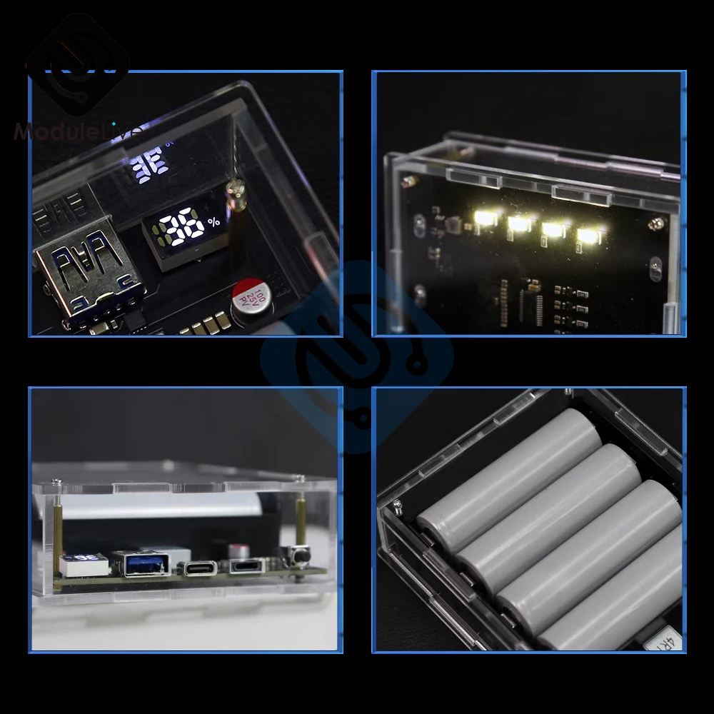Imagem -04 - Carregamento Rápido Fonte de Alimentação Móvel Bateria de Grande Capacidade Fonte de Alimentação Portátil Kits Faça Você Mesmo 12v 45w pd 21700 18650
