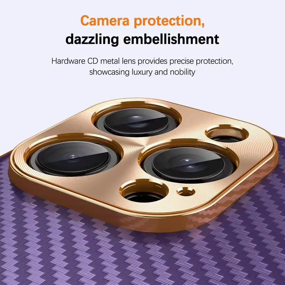 

Luxury Plating Leather Carbon Fiber Texture Phone Case For iPhone 17 16 15 14 13 Pro Max Plus 17Air Alloy Lens Shockproof Cover