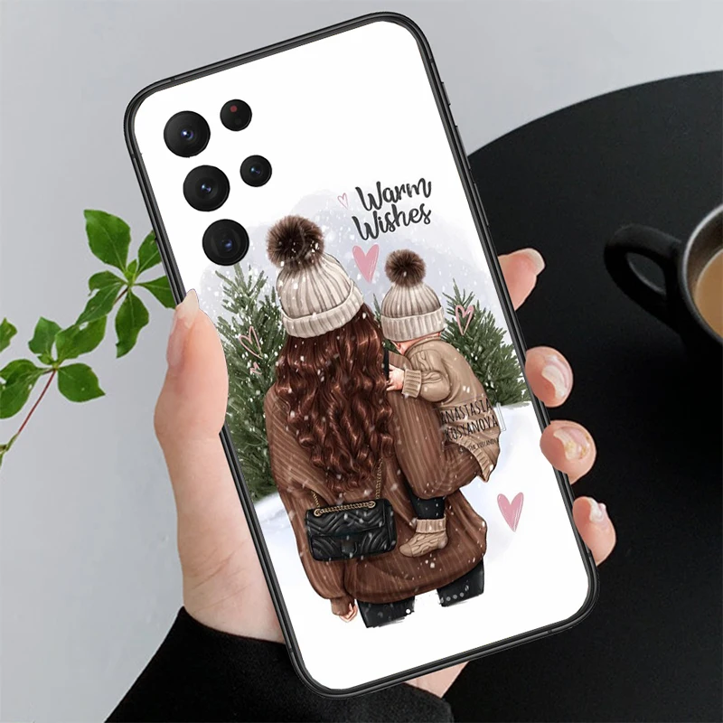 Phone Case for Samsung Galaxy A35 A55 A54 A15 A25 A05s A05 A22 A24 A52 A33 A34 M34 M14 M54 M23 Mom Dad Boy Girl Baby Case