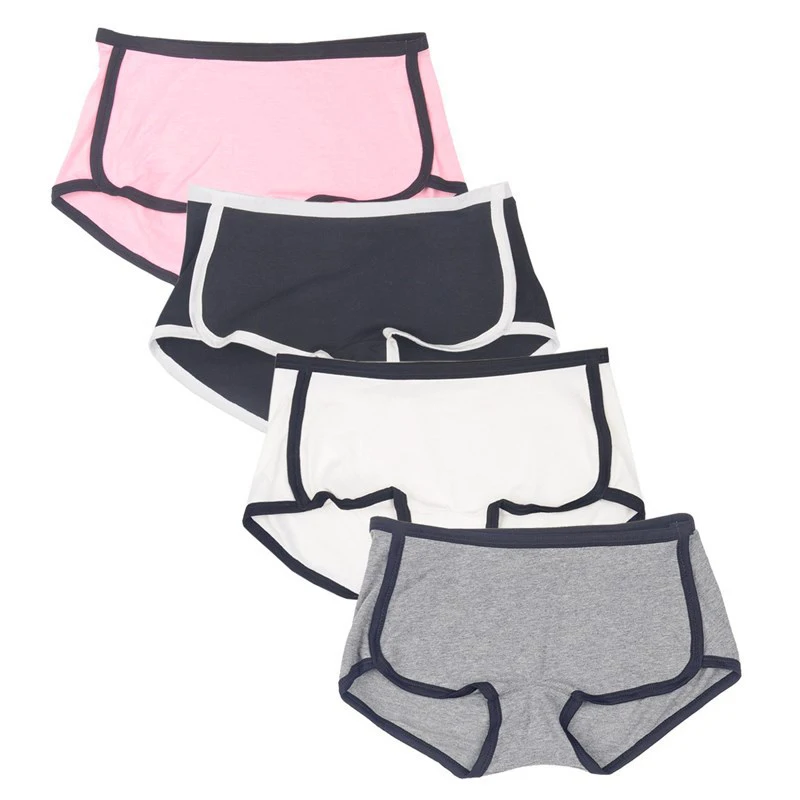 Women Sport Cotton Solid Color Exquisite Soft Cotton Middle Waist Sweet Stretch Boxer Panties