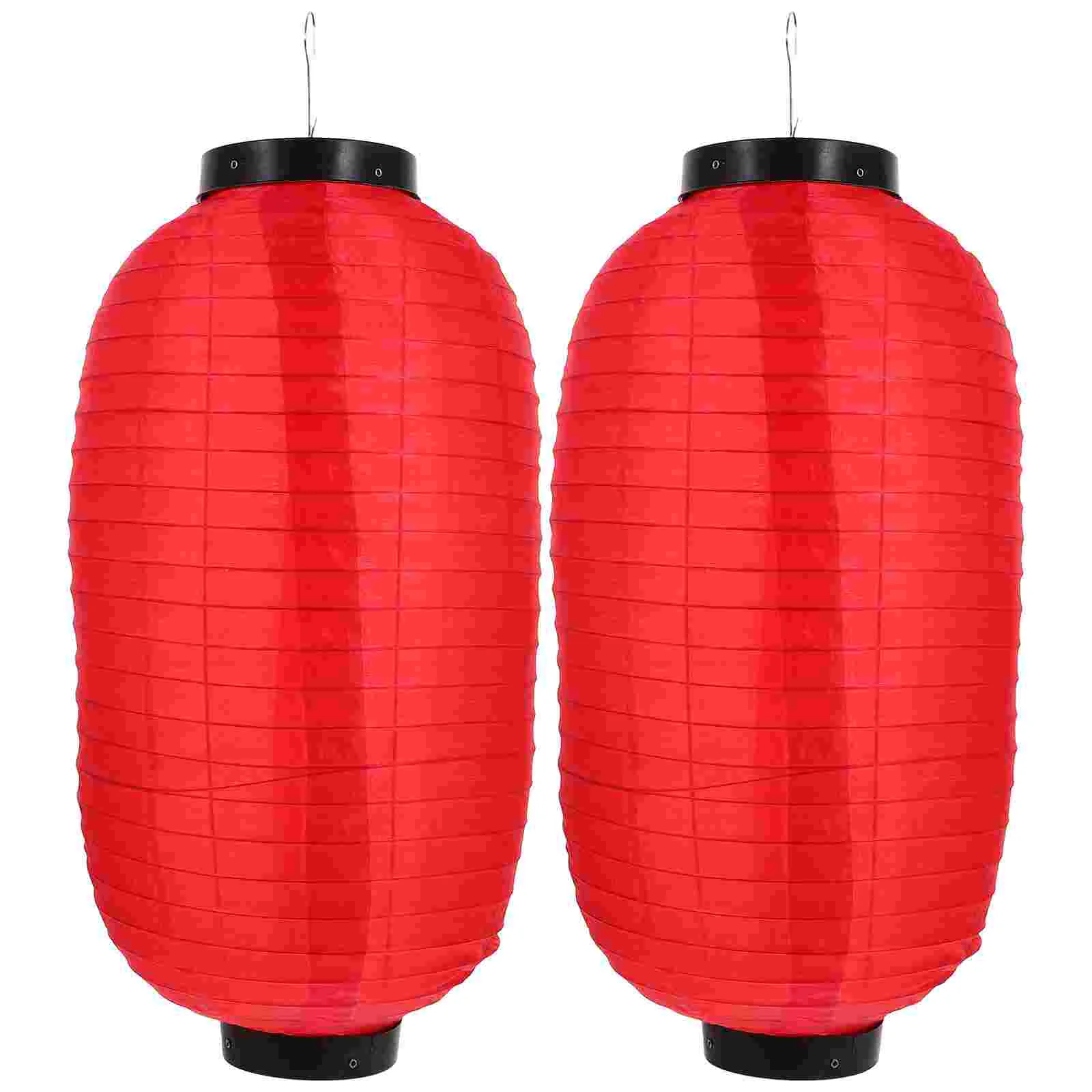 

2 Pcs Japanese Silk Lantern Hanging Style Batteries Gift Cloth Decorative Miss Rechargeable Lanterns